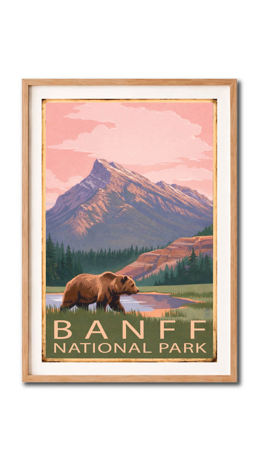 Banff National Park Bear Vintage Wall Art Digital Download