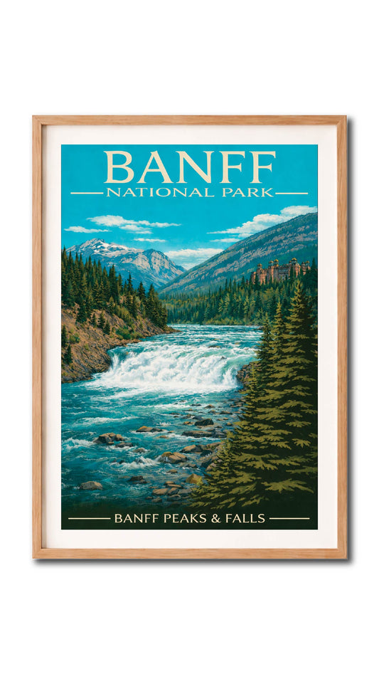 Banff Bow Falls Vintage Wall Art Digital Download