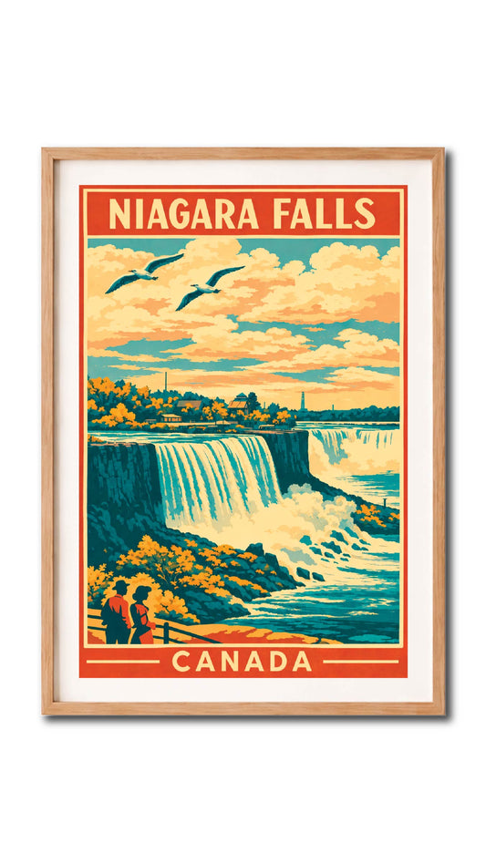 Niagara Falls Canada Waterfall View Vintage Wall Art Digital Download