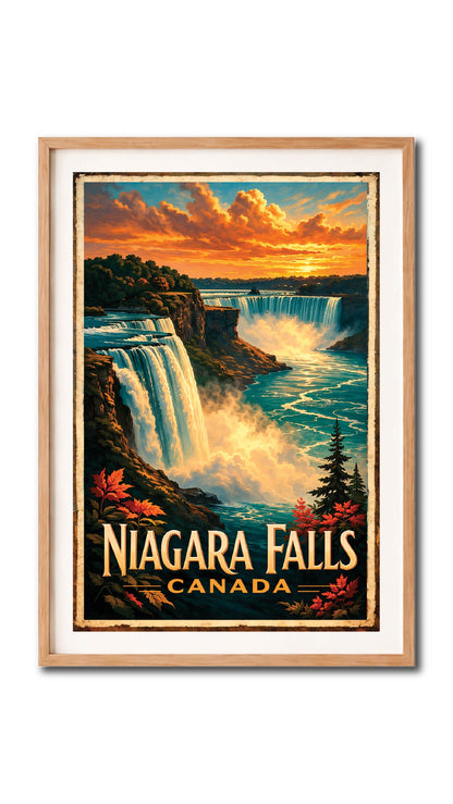 Niagara Falls Canada Sunset Vintage Wall Art Digital Download