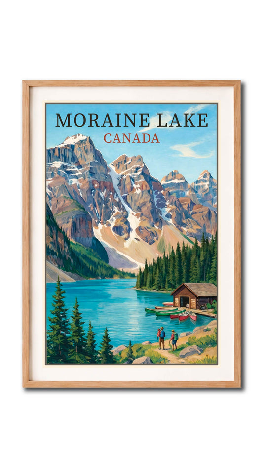 Moraine Lake Canada Vintage Travel Poster Wall Art Digital Download