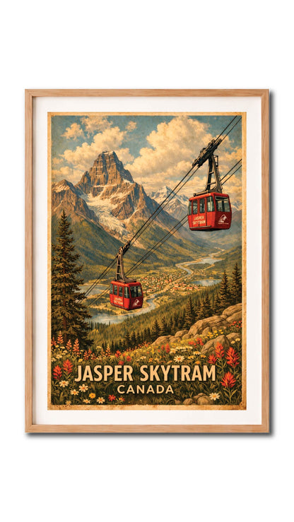 Jasper SkyTram Canadian Rockies Vintage Wall Art Digital Download