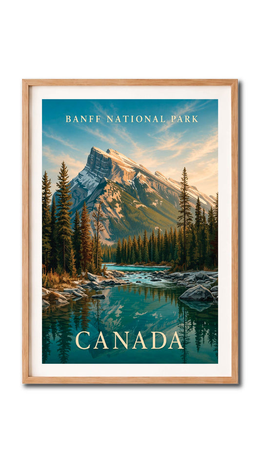 Banff National Park Mountain Lake Vintage Wall Art Digital Download